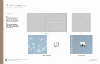 album mock-up service-10x10” suede album with white foil spine imprint and centered cameo photo, shown with matching dove grey suede box